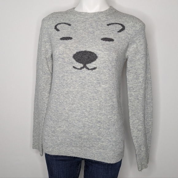 Modcloth Polar Bear Grey Crew Neck Sweater S - Picture 1 of 8